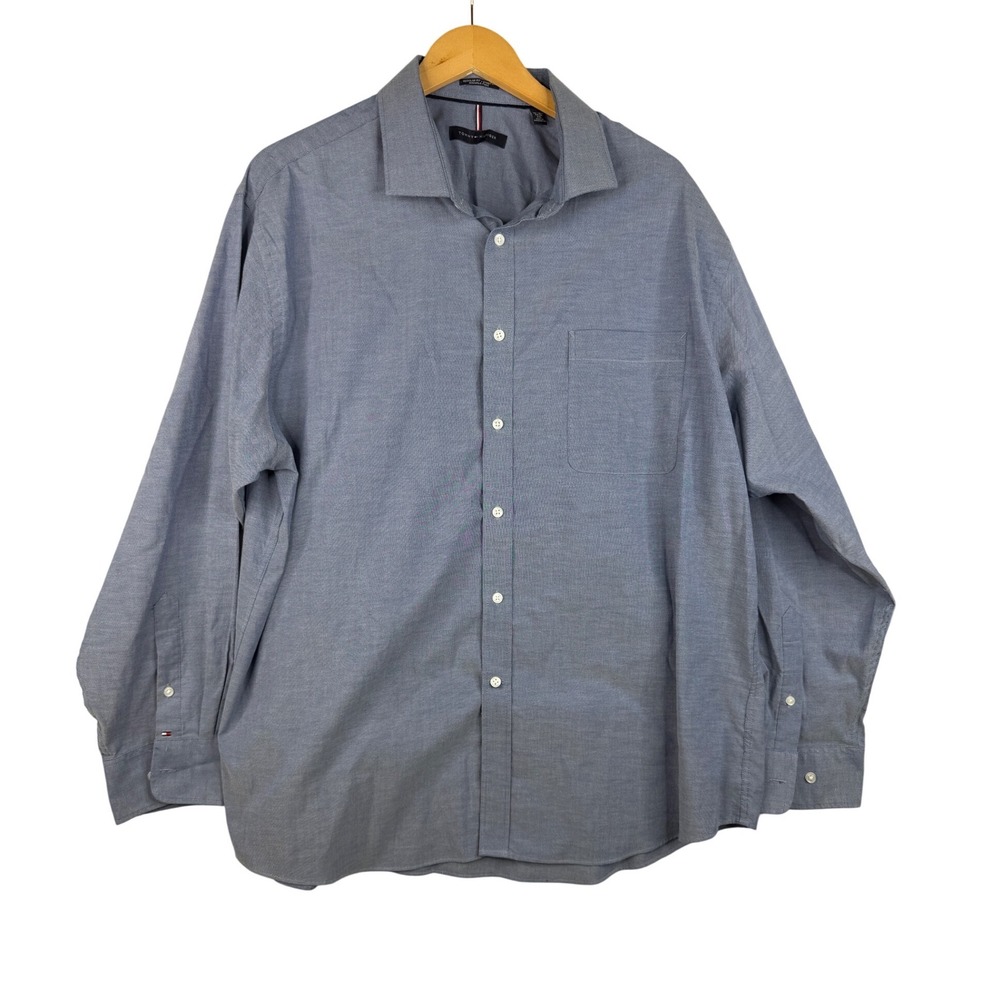 Tommy Hilfiger Regular Fit Long Sleeve Button Down Shirt‎ size 2XL 18-18.5 Blue
